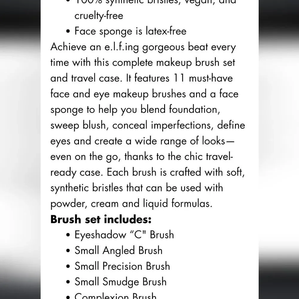 ELF Full Face &‎ Eye Makeup Brush Set w/Travel Case